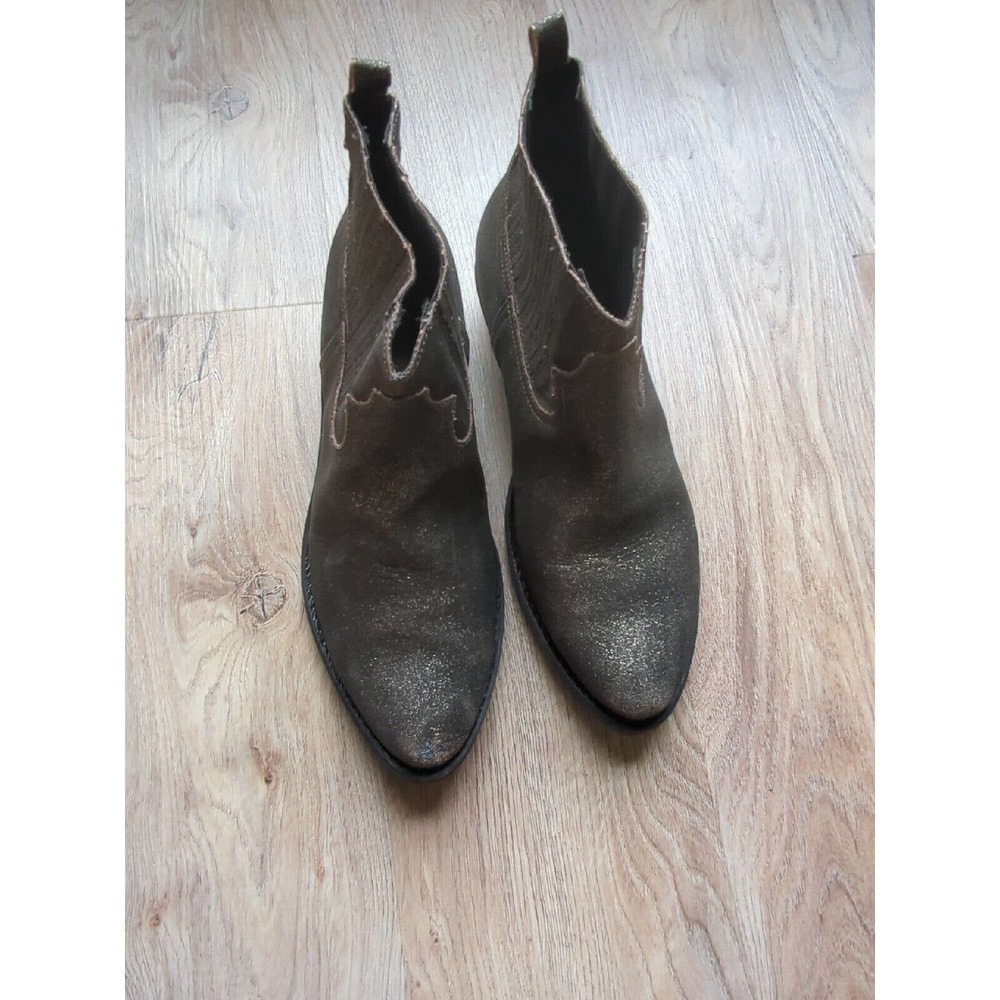 Golden Goose Crosby Western Chelsea Boots Womens 38 Gold Mettalic - Picture 14 of 16